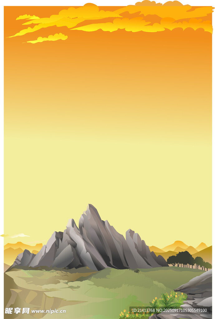 黃昏下的山川美景