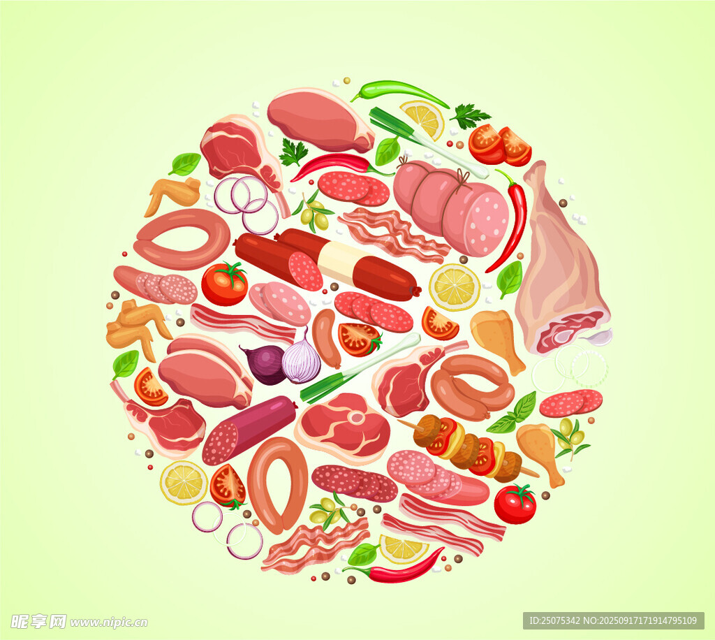 肉類與蔬果插圖