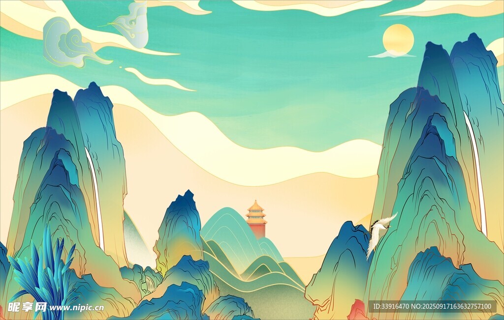 國風山水插畫