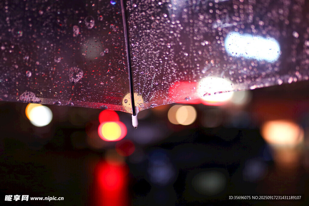 雨中車窗視角的城市夜景