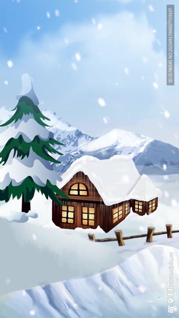 冬日雪景中的溫馨小屋