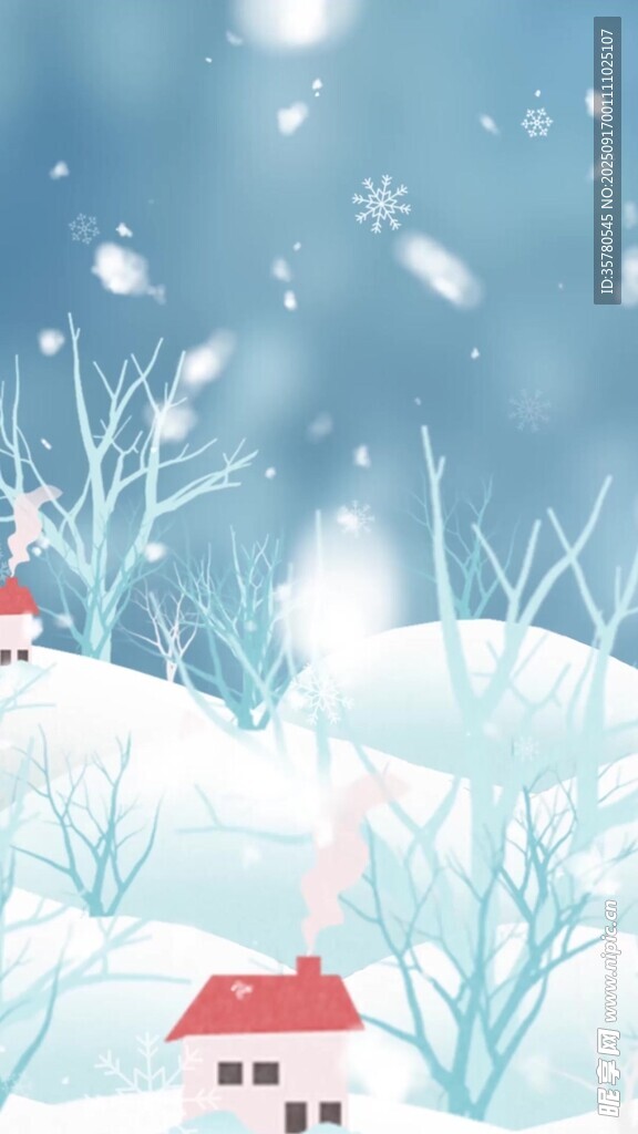 冬日雪景中的溫馨小村落