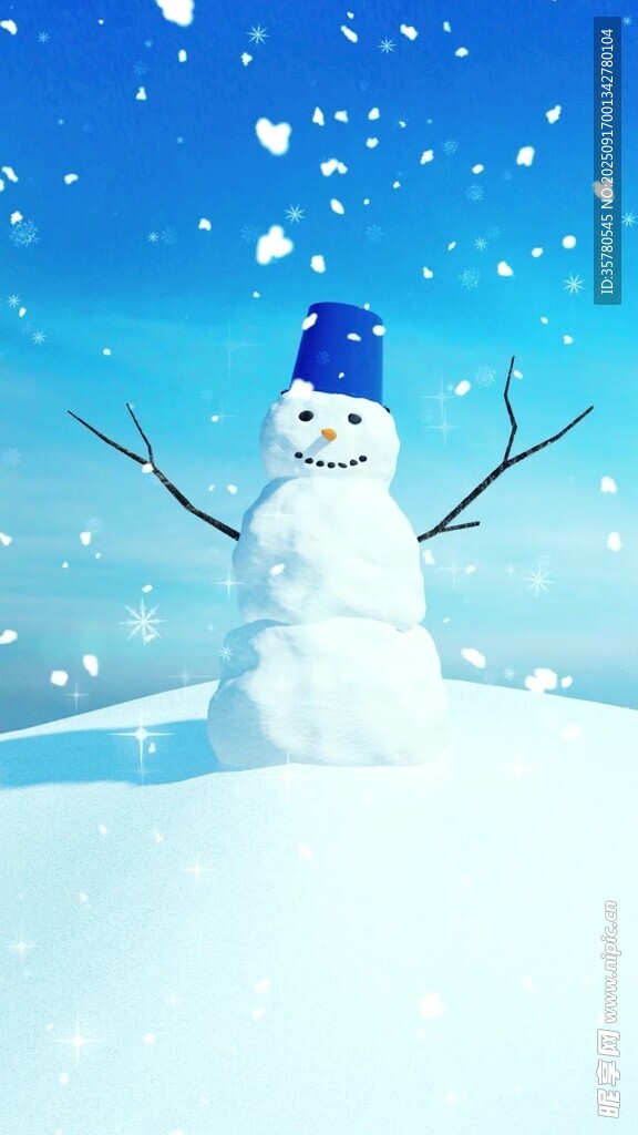 雪地中的可愛雪人