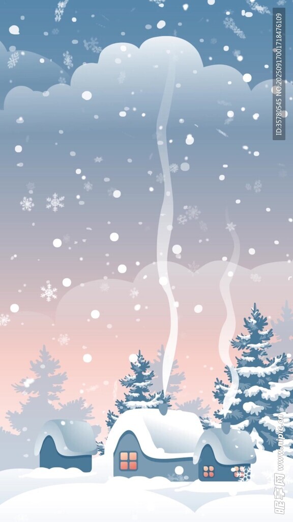 冬日雪景中的溫馨小村落