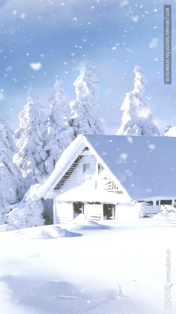 冬日雪景中的溫馨小屋