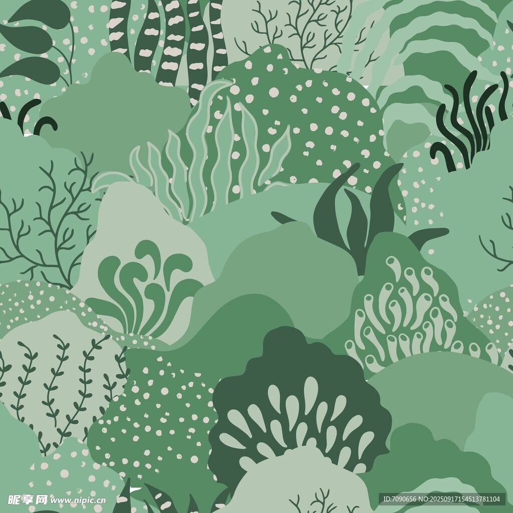 清新綠植圖案背景