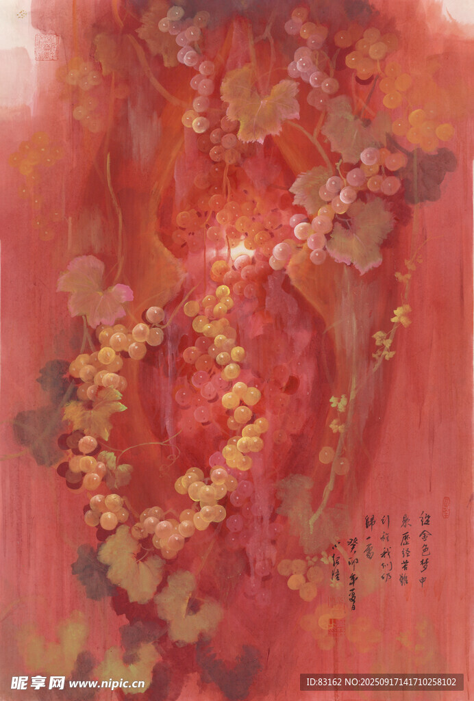 紅色夢幻花卉抽象藝術(shù)圖