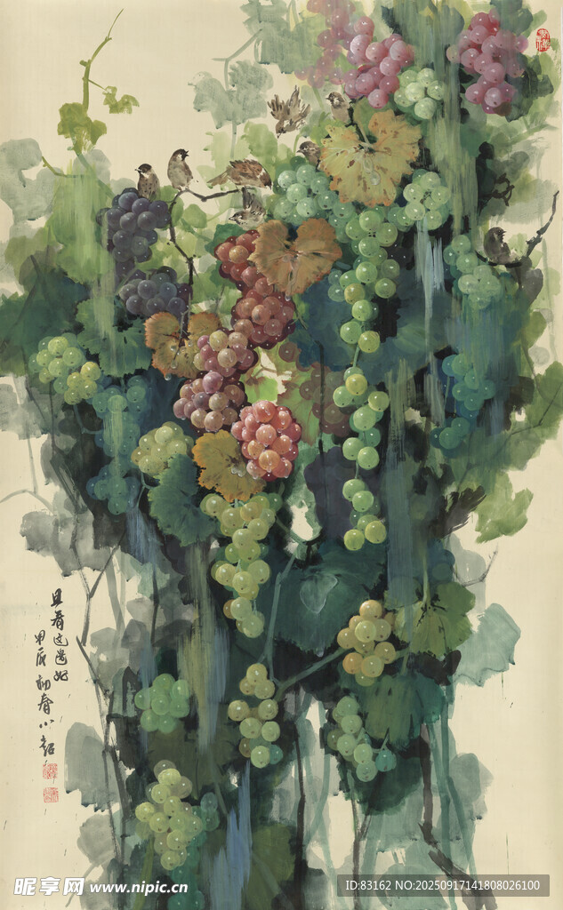 水墨葡萄圖