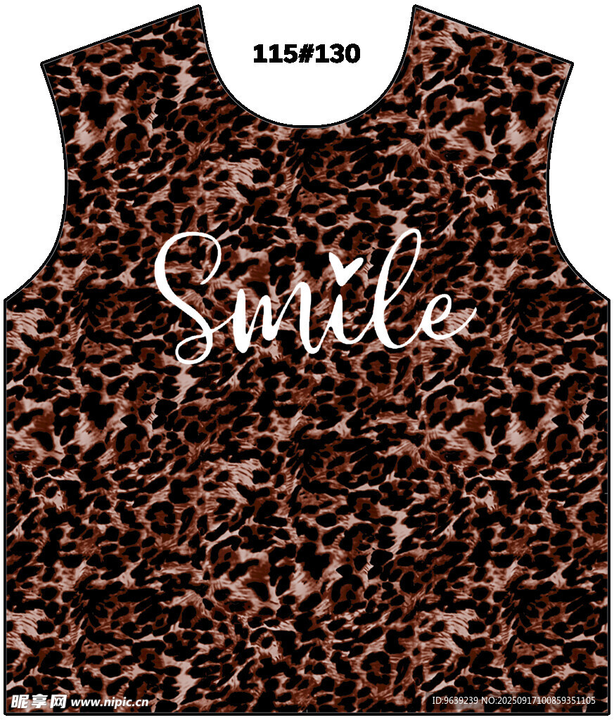 豹紋背心印白色Smile字樣