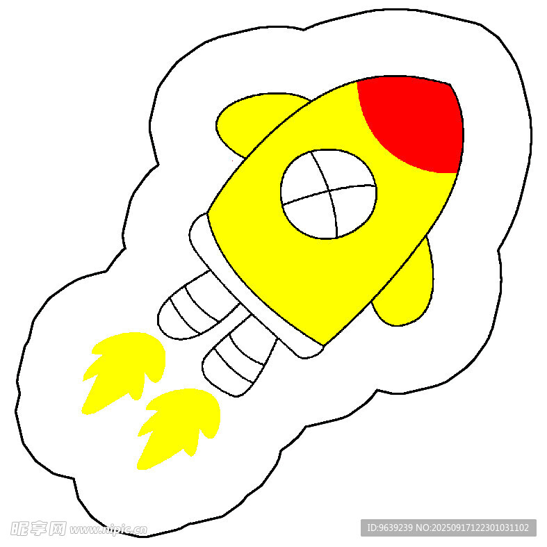 卡通黃色火箭插畫