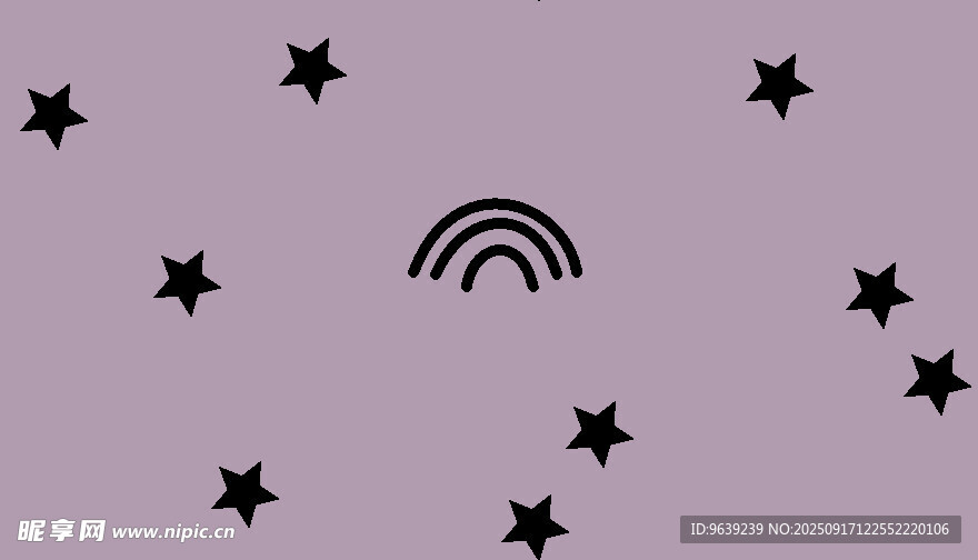 紫色背景上的彩虹與星星