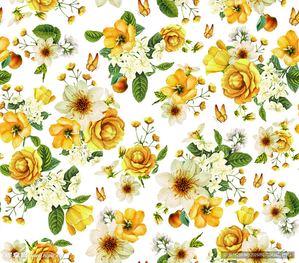 黃色花卉圖案背景