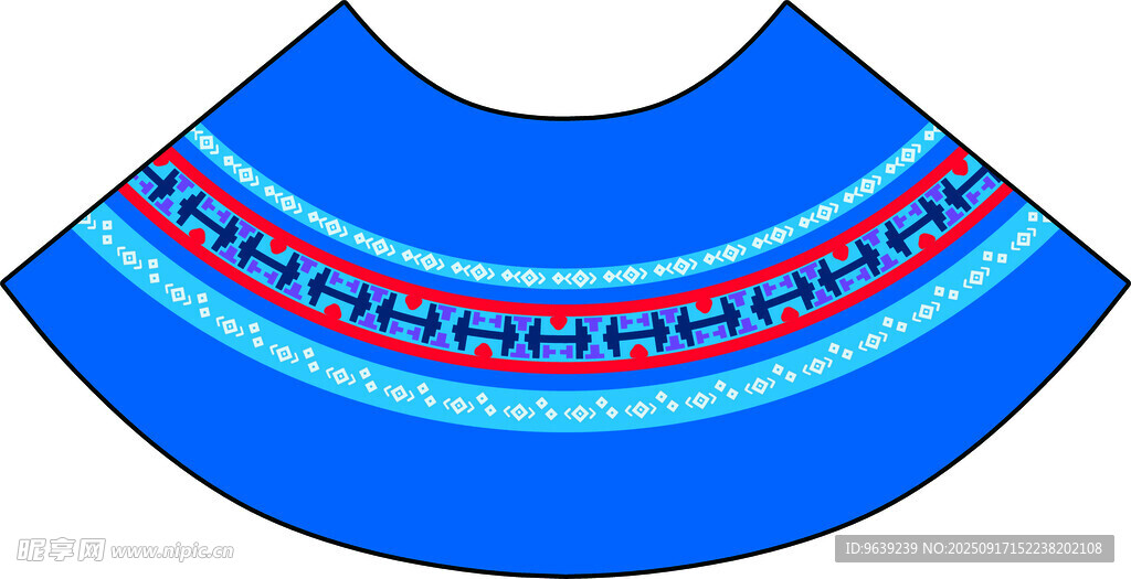 民族風(fēng)藍(lán)色花紋衣領(lǐng)