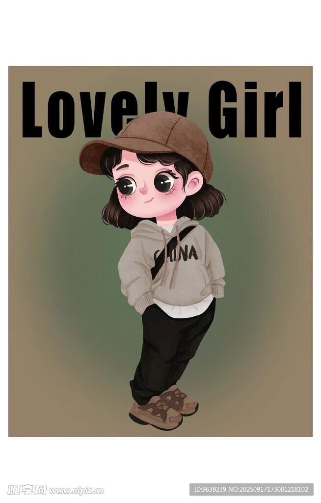 可愛女孩插畫形象