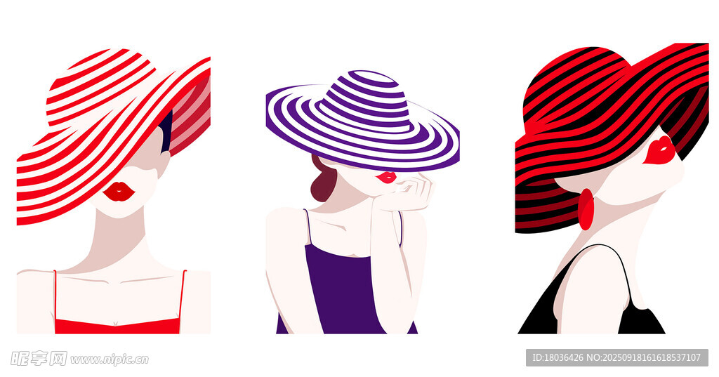 時(shí)尚遮陽(yáng)帽造型戴帽子女性png