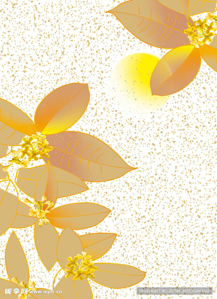 金黃葉片花卉背景圖