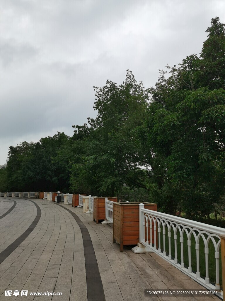 戶外木質(zhì)步道與綠植景觀