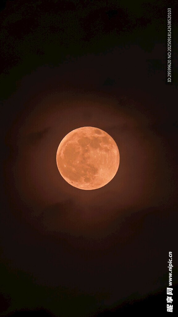 夜空中的一輪紅月