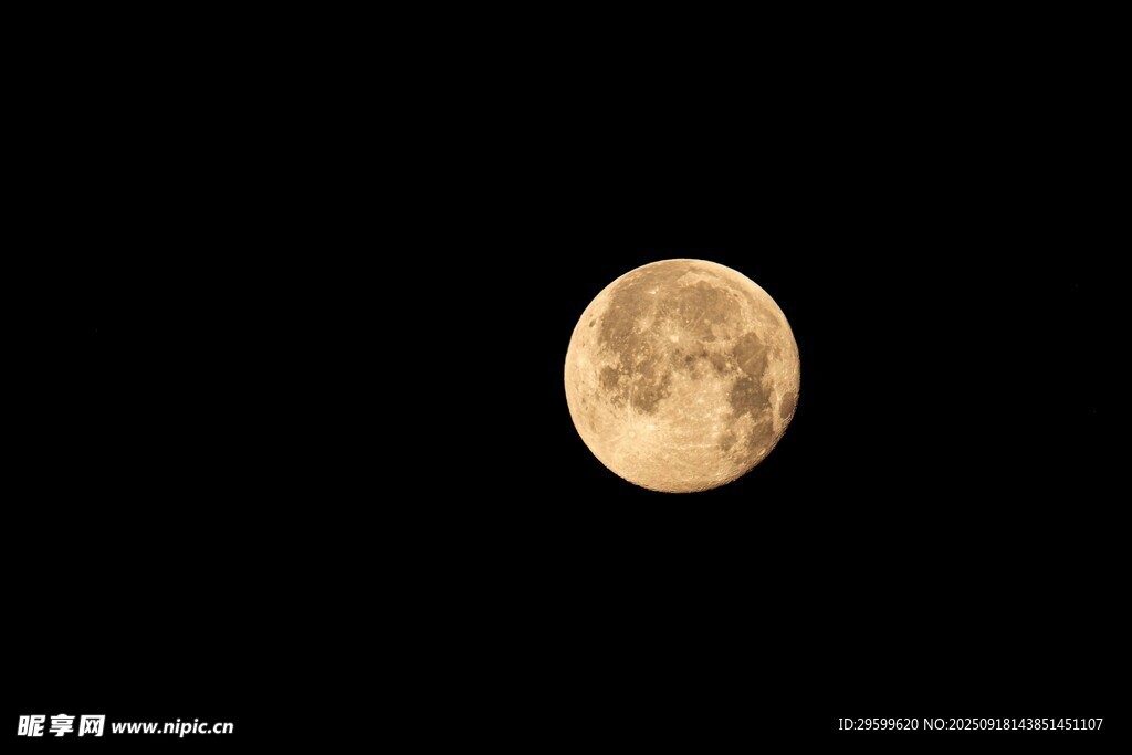 夜空中的金黃圓月