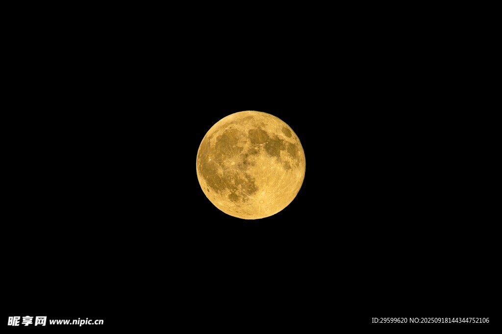 夜空中的金黃滿月
