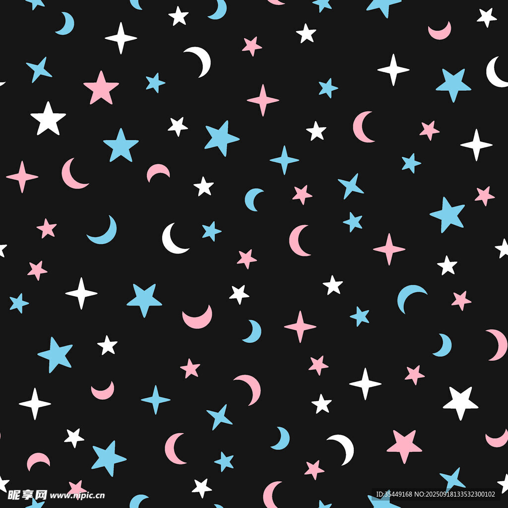 星空月亮星星夢幻圖案