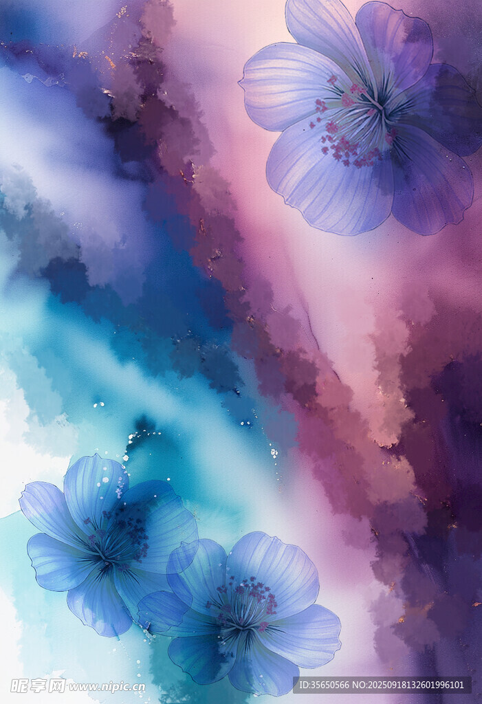 夢幻藍(lán)紫色花卉背景