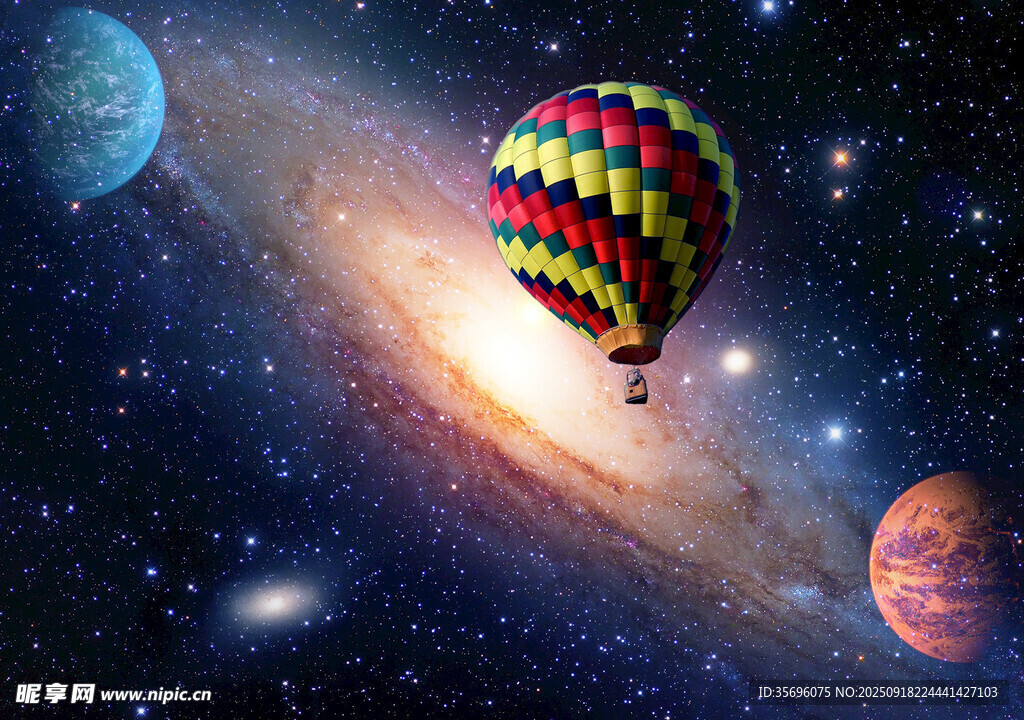 夢幻宇宙中的彩色熱氣球