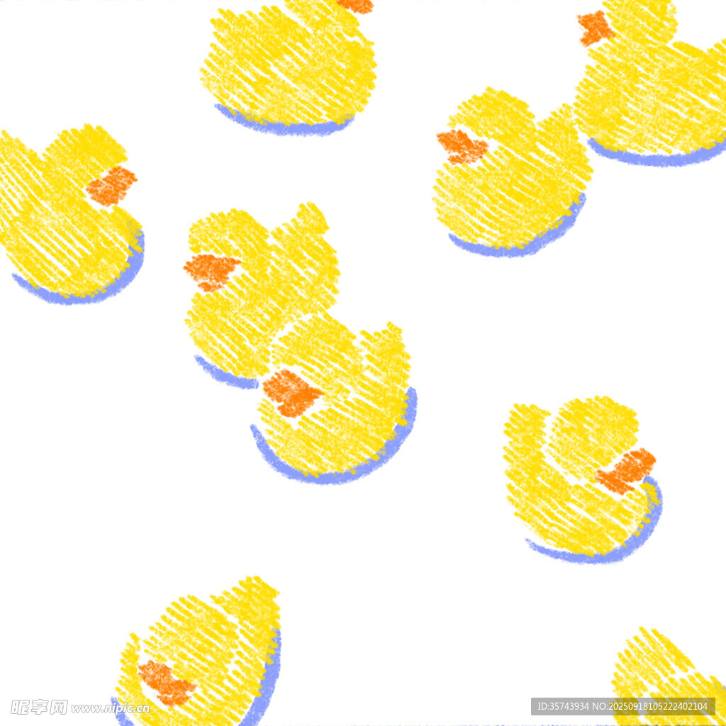可愛小黃鴨插畫圖案