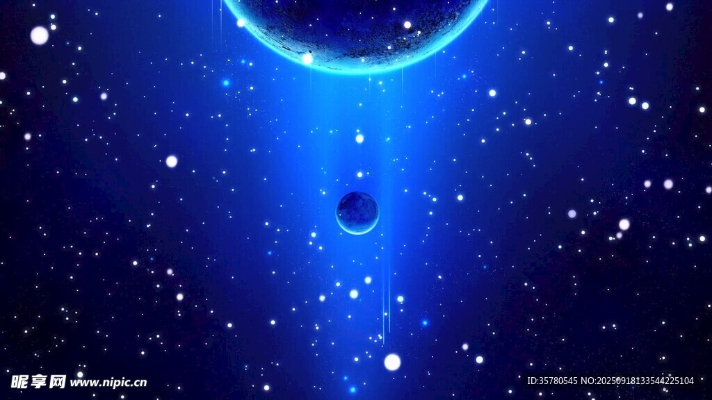 夢(mèng)幻藍(lán)色星空與彎月
