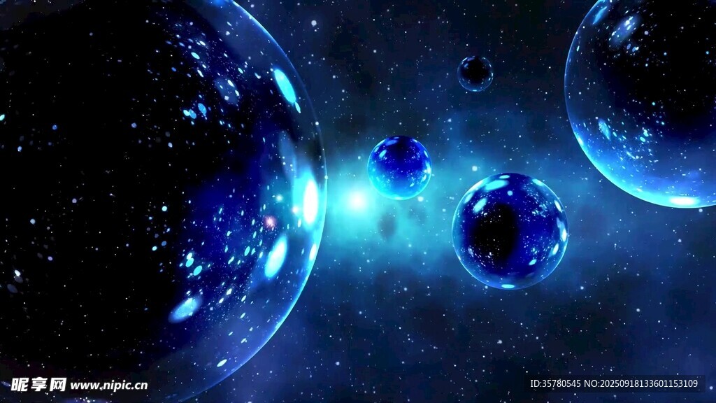 夢幻藍色宇宙星球景象