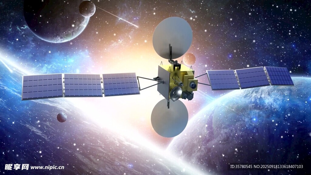 太空衛(wèi)星在浩瀚宇宙中