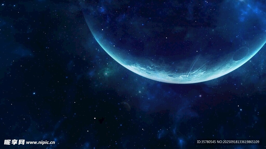 夢幻藍(lán)色新月星空景象