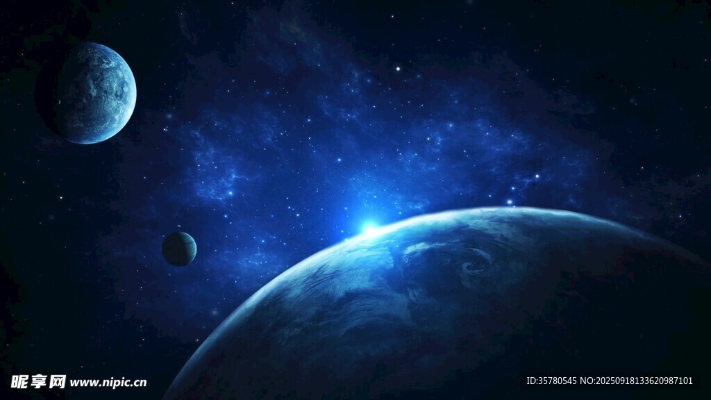 夢幻星空下的星球景象