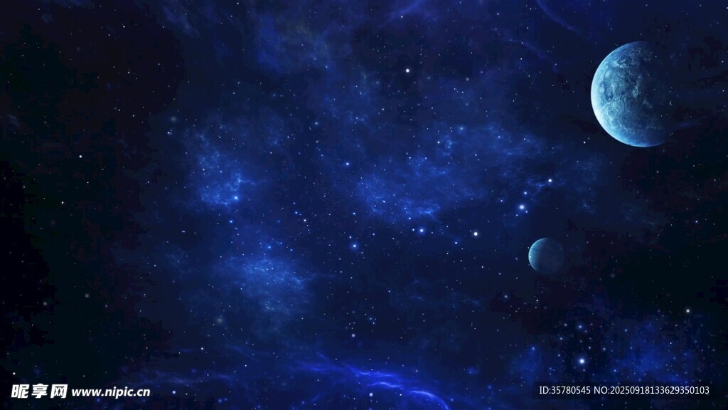 夢幻藍(lán)色星空與月亮