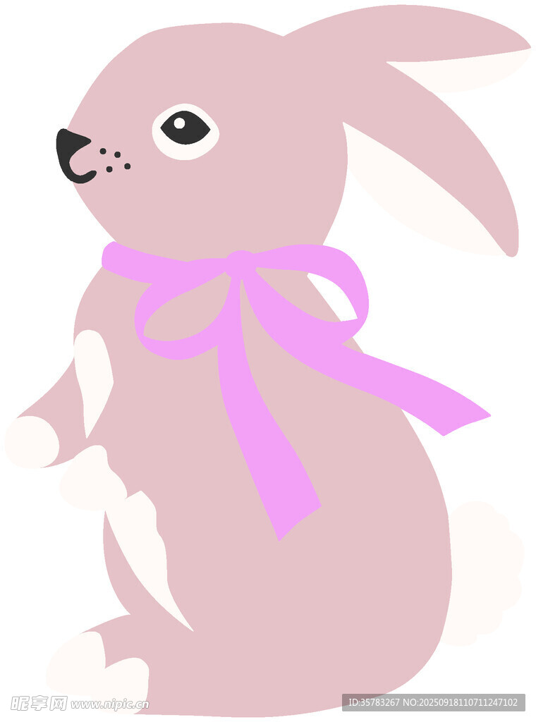 粉色系可愛兔子插畫