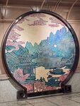 北京地鐵中式圓形屏風(fēng)山水裝飾畫