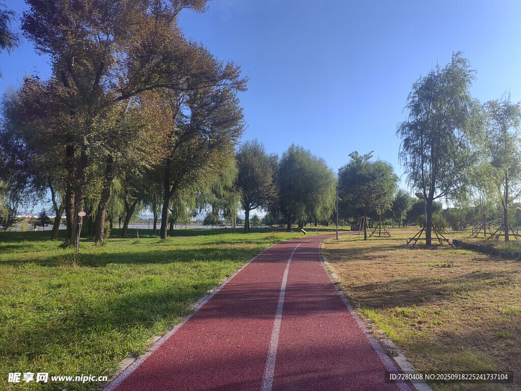 公園中的紅色塑膠跑道
