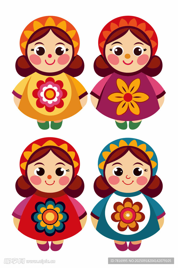 多彩民族風(fēng)卡通女孩形象