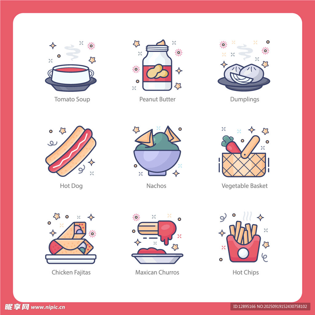 多彩美食圖標集合