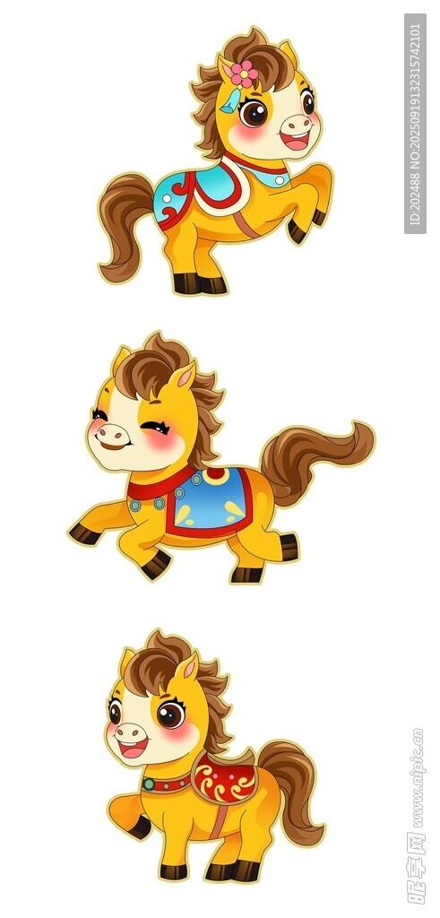 可愛卡通2026馬年小馬