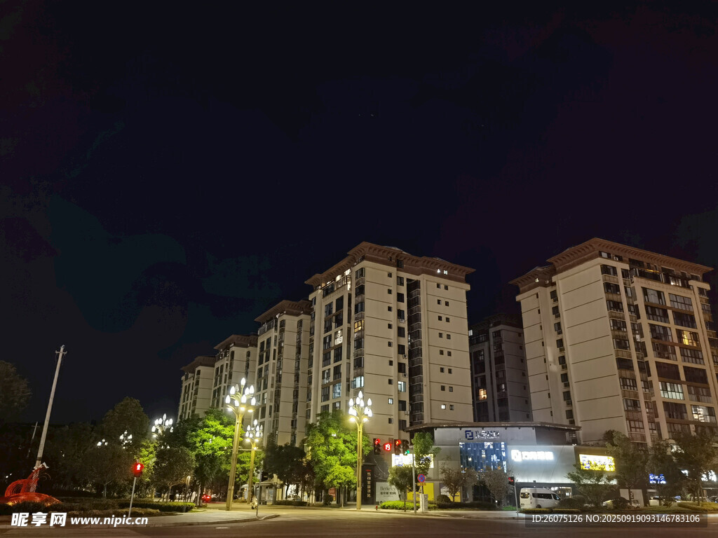 夜晚城市住宅區(qū)夜景