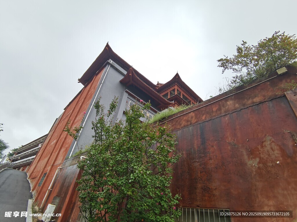 古建紅墻綠植相映成趣