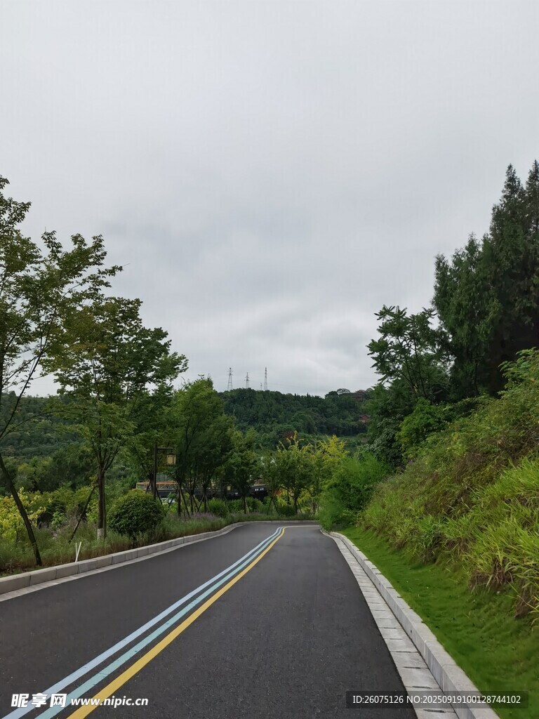 蜿蜒山間公路綠意盎然