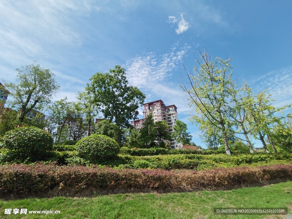 綠意盎然的山坡城堡景觀