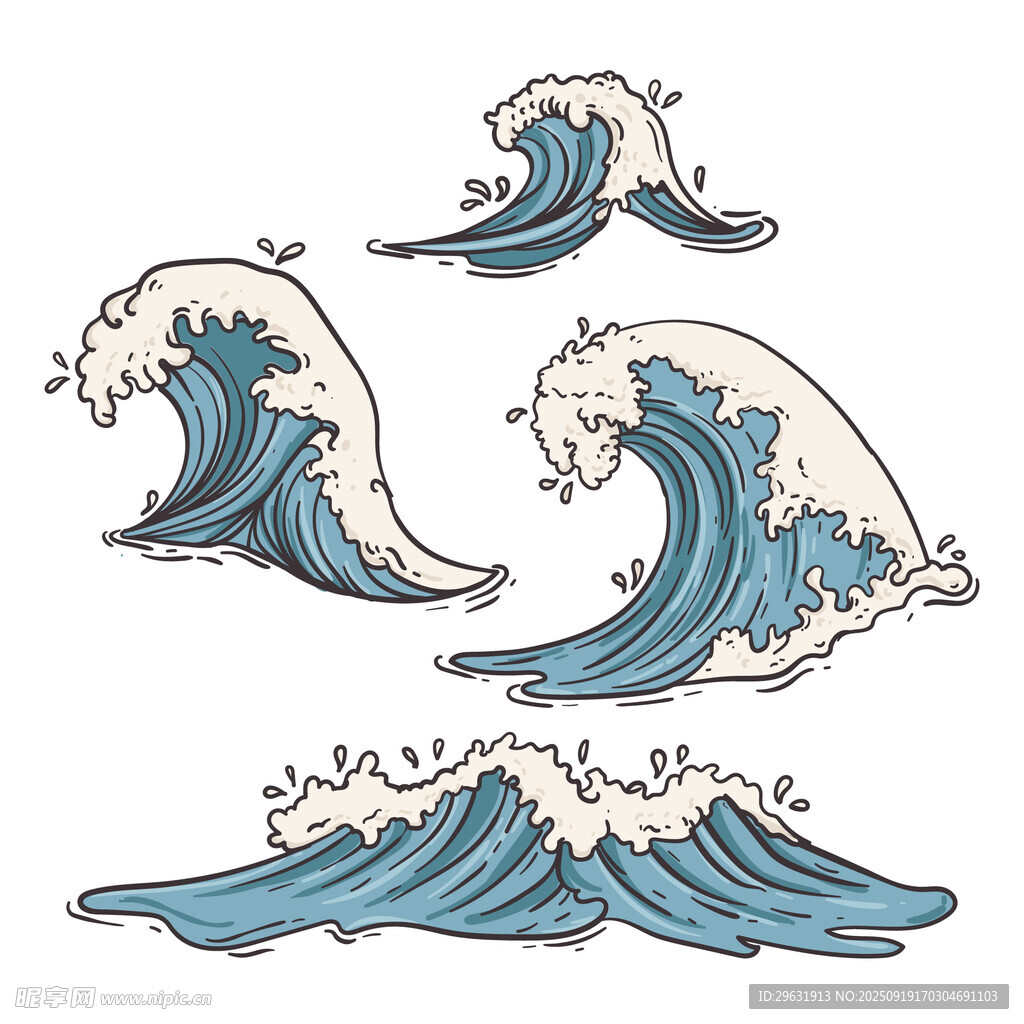 手繪海浪圖案