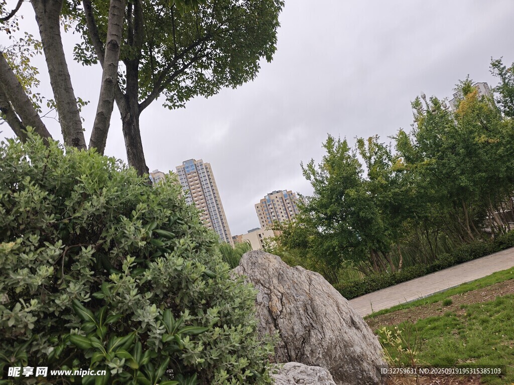 戶外石景與綠植景觀