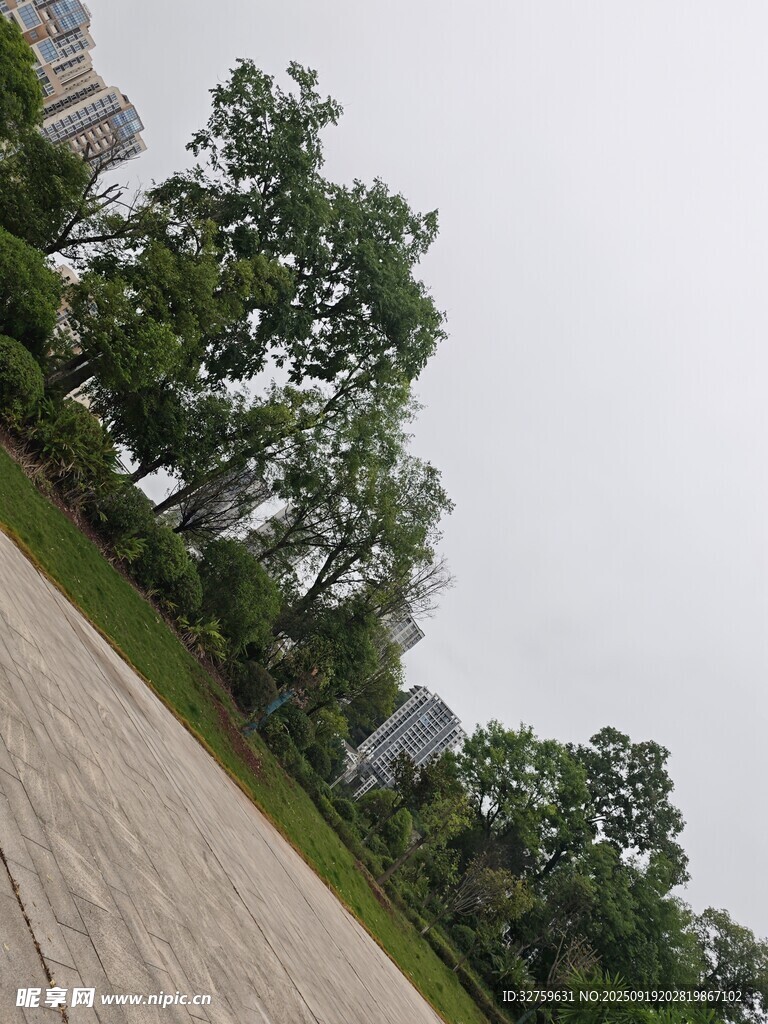 戶外綠樹成蔭的休閑步道