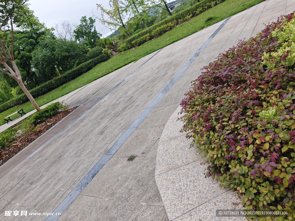 小區(qū)內(nèi)的綠化道路景觀