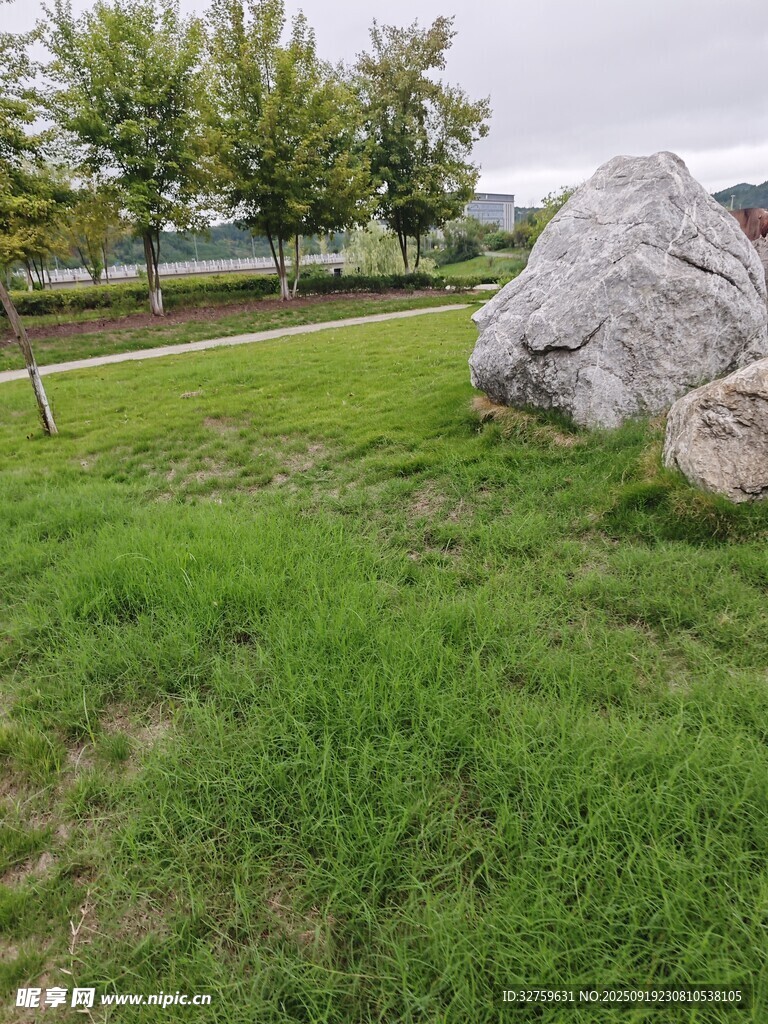 草地巨石景觀