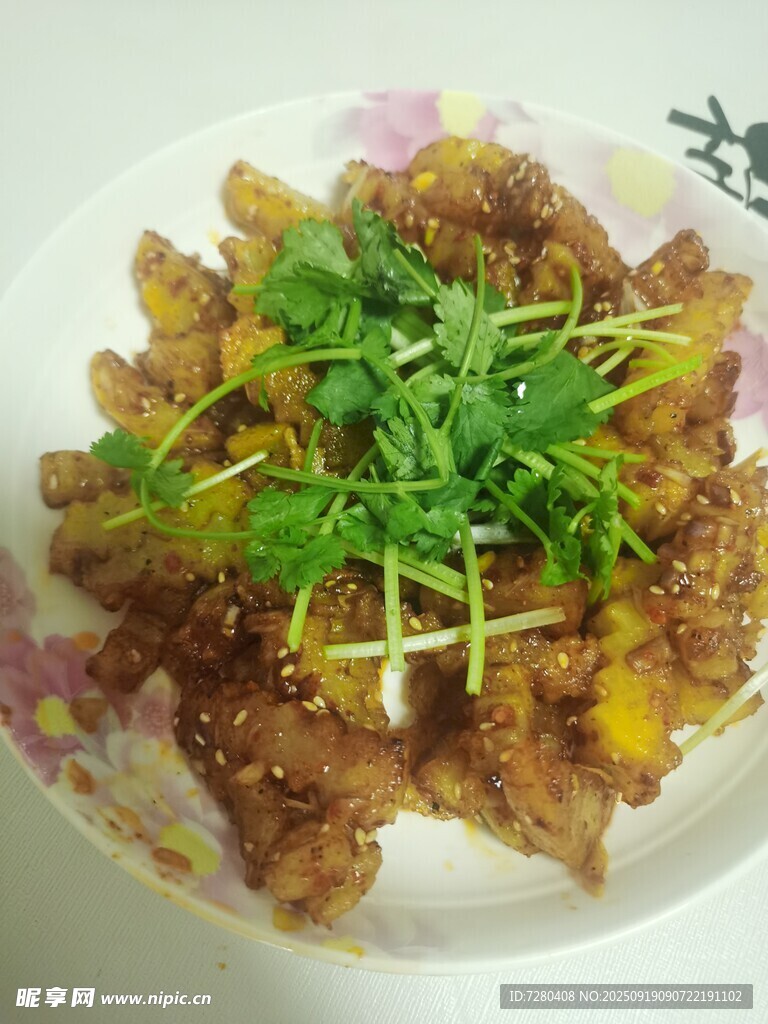 美味香酥炸肉擺盤中